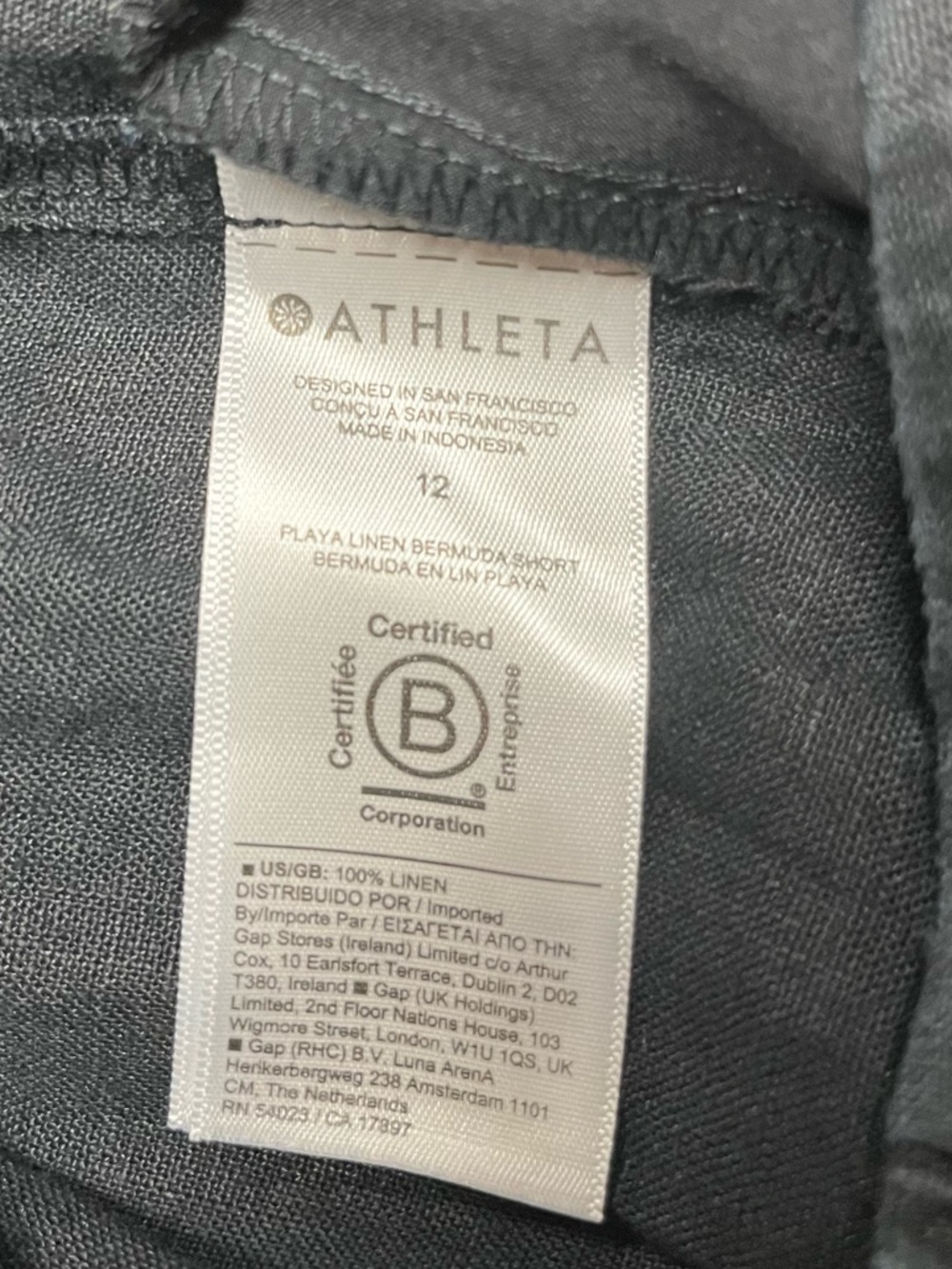 Athleta 100% Linen Women’s Black Shorts, Size 12 - Picture 4 of 6